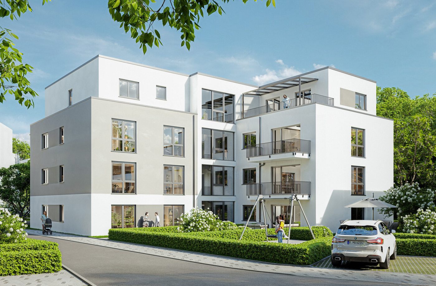 Straßenansicht der beiden Neubauhäuser an der Altenberger-Dom-Straße in Odenthal