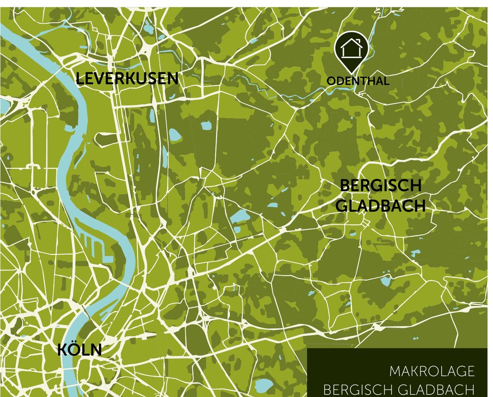 Makrolage: Odenthal zwischen Köln, Leverkusen und Bergisch Gladbach